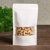 Пакет Zip-lock Крафт, белый, с прямоугольным окном, 12&times;20 см