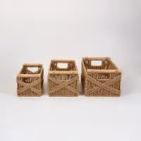 Набор корзин &laquo;Намибия&raquo; 3 шт.: 27&times;15&times;13, 32&times;19&times;15, 38&times;23&times;16 см, бумага, дерево, бежевые