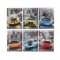 Блокнот А7, 40 листов в клетку на гребне Hatber «Автопанорама», обложка мелованный картон, блок 65 г/м², МИКС 6 видов