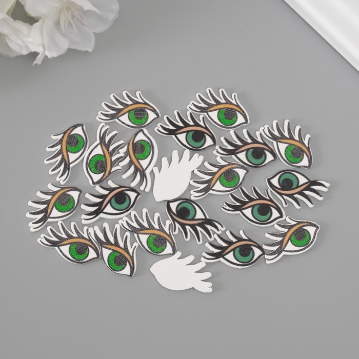 Декор для творчества дерево Декор для творчества дерево "Зелёные глаза" набор 20 шт 2,4х1,5 см