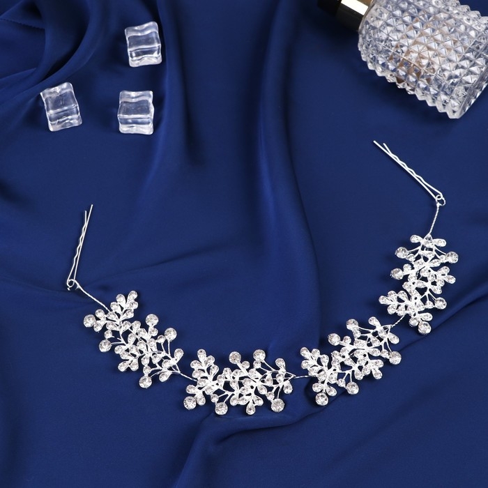 Аксессуар для волос Аксессуар для волос "Холли" листочки, 22 см, серебро