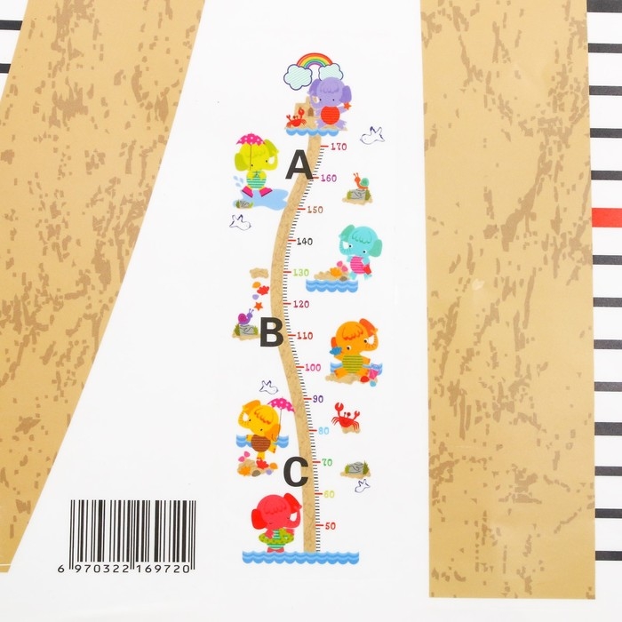 Наклейка пластик интерьерная цветная ростомер  Наклейка пластик интерьерная цветная ростомер "Слонята" 60x90