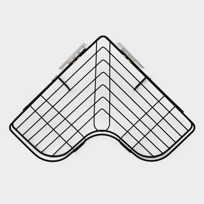 Полка угловая Доляна, 2 крючка, 26×26×10 см, цвет чёрный Полка угловая Доляна, 2 крючка, 26×26×10 см, цвет чёрный