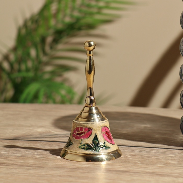 Колокольчик латунь  Колокольчик латунь "Цветочки" 6х6х12 см МИКС