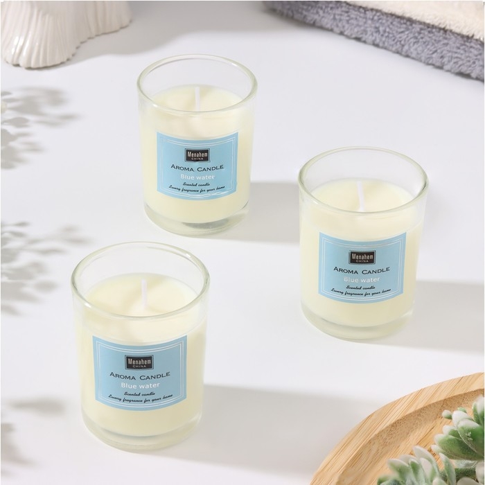 Набор свечей ароматических  Набор свечей ароматических "Aroma Candle", морская вода, 3 шт