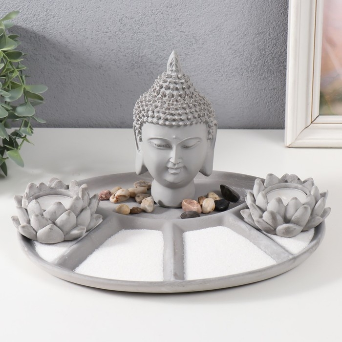 Сад камней Дзен  Сад камней Дзен "Будда и лотосы" 2 свечи 16,5х27х20,5 см