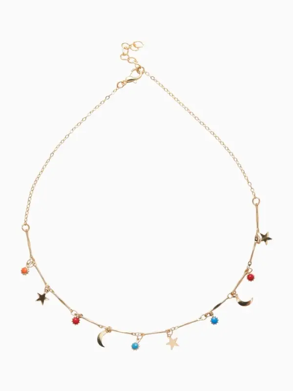 Чокер &laquo;Полумесяц&raquo;, цветной в золоте, 35 см