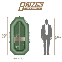 Лодка «Бриз 190» с гребками, цвет зелёный