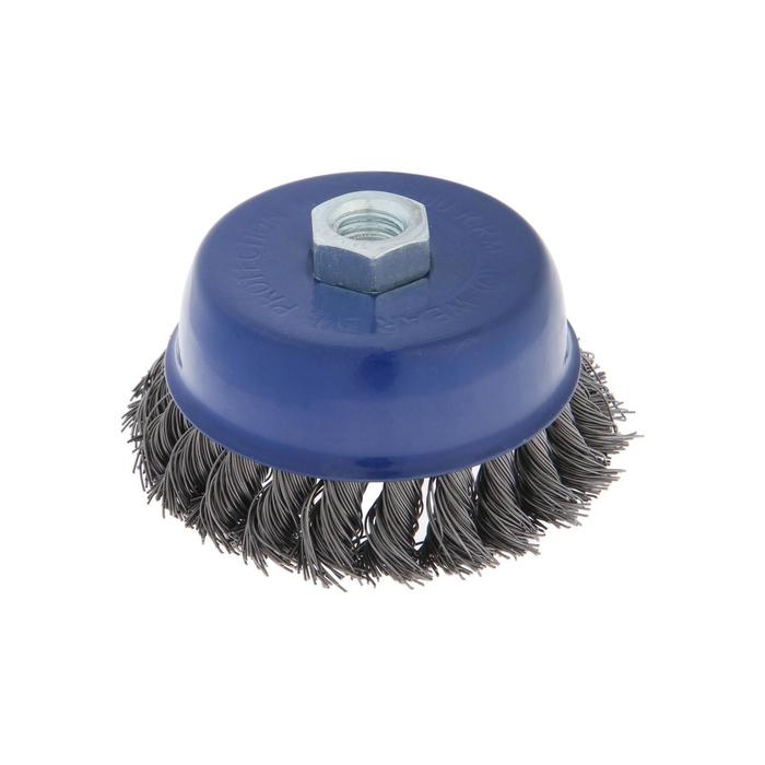 Щетка металлическая для УШМ ТУНДРА, крученая проволока,  Щетка металлическая для УШМ ТУНДРА, крученая проволока, "чашка", М14, 100 мм