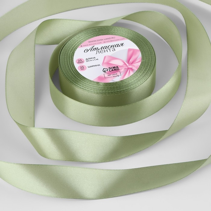 Лента атласная, 25 мм × 23 ± 1 м, цвет фисташковый №65 Лента атласная, 25 мм × 23 ± 1 м, цвет фисташковый №65