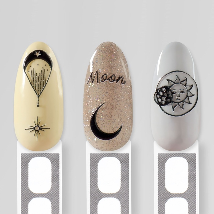Наклейки для ногтей «MOON», объёмные, цвет чёрный Наклейки для ногтей «MOON», объёмные, цвет чёрный