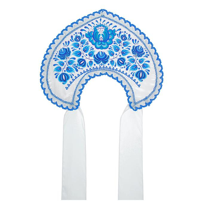 Кокошник «Цветы», белый атлас Кокошник «Цветы», белый атлас