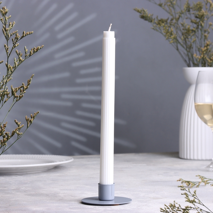 Подсвечник Подсвечник "Круг" металл на 1 свечу, 7х3 см, серый