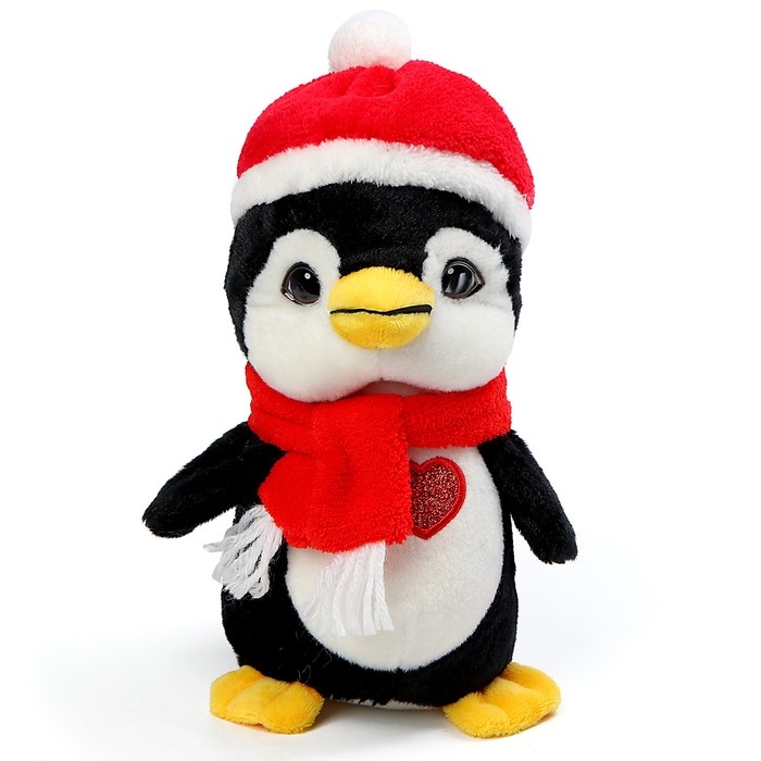 Мягкая игрушка «Пингвин» в шапочке, 20 см, цвет чёрный