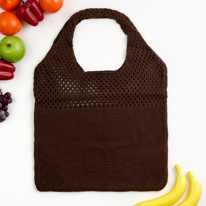 Авоська 38 х 62 см, ручка 22 см, клетка 0.5 см, коричневая Авоська 38 х 62 см, ручка 22 см, клетка 0.5 см, коричневая