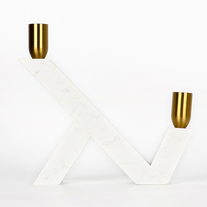 Подсвечник латунь, мрамор «Грани» 22 х 20 х 5 см