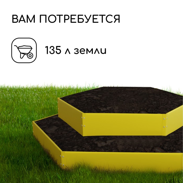 Клумба оцинкованная, 2 яруса, d = 60–100 см, h = 30 см, жёлтая, Greengo Клумба оцинкованная, 2 яруса, d = 60–100 см, h = 30 см, жёлтая, Greengo