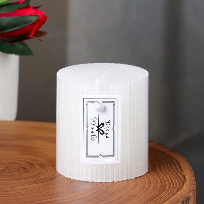 Свеча Свеча "Рельеф", 7×7.5см, перламутровый металлик