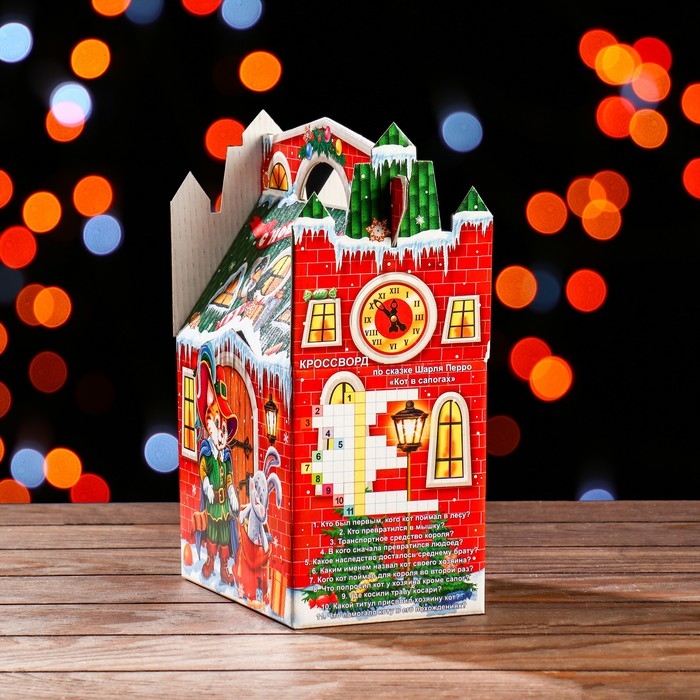 Новый год. Подарочная коробка Новый год. Подарочная коробка "Кот в сапогах", 23,5 х 20 х 12 см.