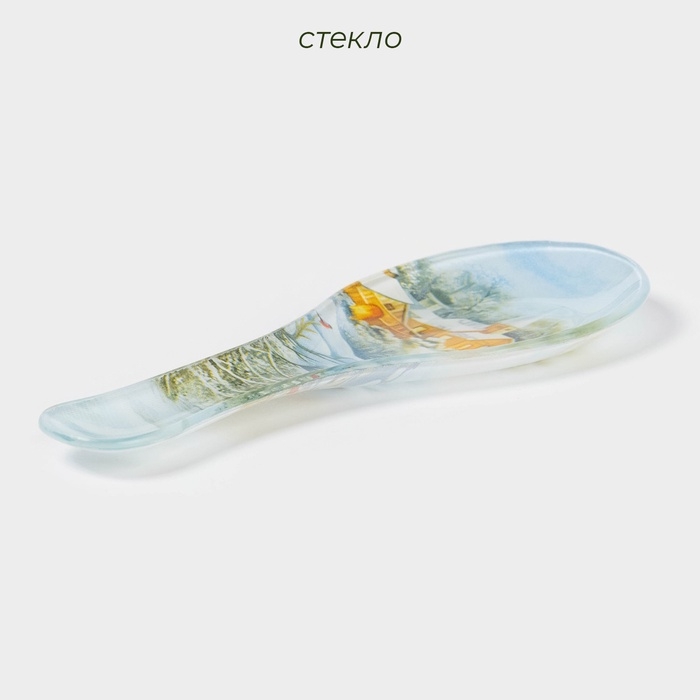 Подставка стеклянная под ложку Доляна «Новый Год», 21,5×7,5×1,5 см Подставка стеклянная под ложку Доляна «Новый Год», 21,5×7,5×1,5 см