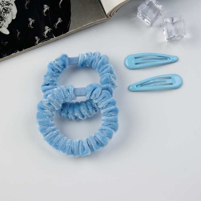 Набор для волос Набор для волос "Глория нежность" (2 резинки 5,5 см, 2 невидимки 5 см) голубой