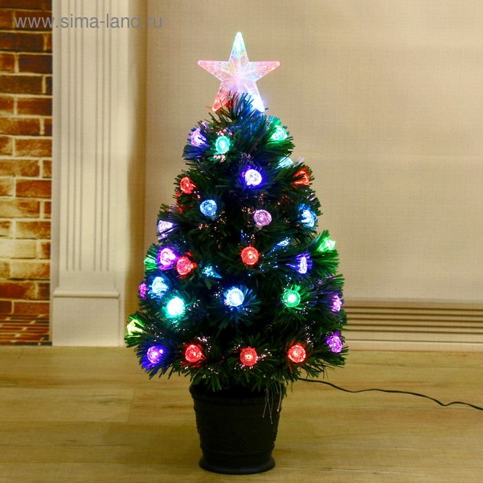 Ёлка фиброоптическая 60 см шарик, d нижнего яруса 36 см, 55 веток Ёлка фиброоптическая 60 см шарик, d нижнего яруса 36 см, 55 веток