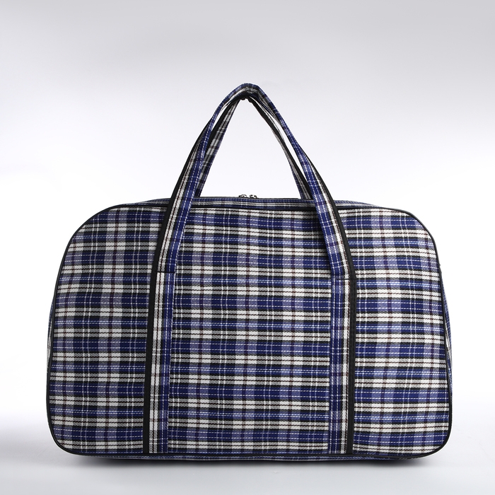 Сумка дорожная на молнии, наружный карман, длинный ремень, цвет синий/белый Сумка дорожная на молнии, наружный карман, длинный ремень, цвет синий/белый