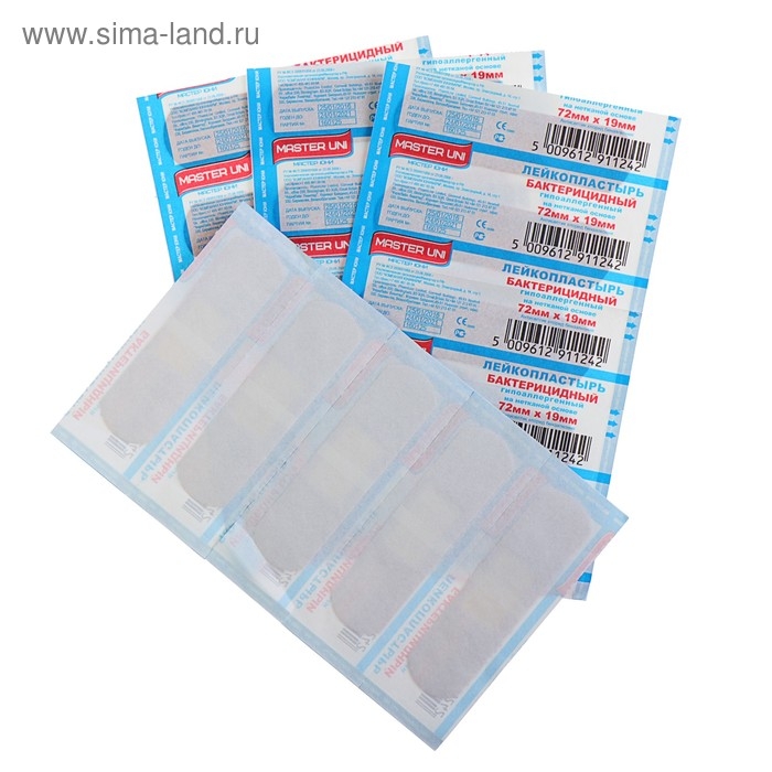 MASTER UNI  Лейкопластырь бактерицидный  MASTER UNI  Лейкопластырь бактерицидный "Семейный"  на нетканной основе 20 шт