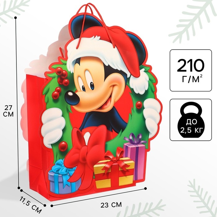 Пакет подарочный, 23х27х11.5 см, упаковка, Микки Маус Пакет подарочный, 23х27х11.5 см, упаковка, Микки Маус