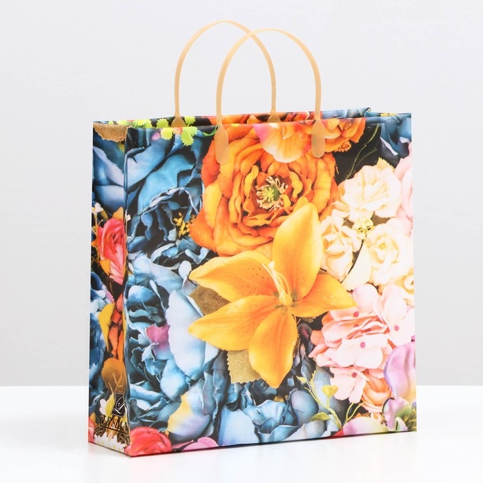 Пакет Пакет "Оранжевый букет", мягкий пластик, 30 x 30 см, 100 мкм