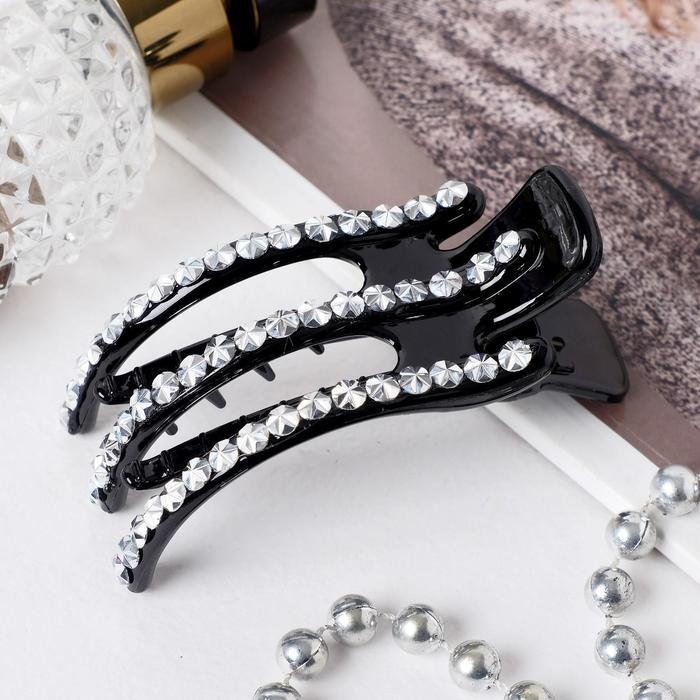 Зажим для волос Зажим для волос "Лора" 8 см, серебристо-чёрный