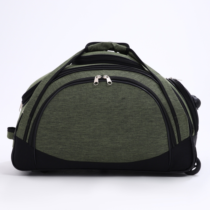 Сумка дорожная на колёсах, отдел на молнии, отдел для обуви, 3 наружных кармана, цвет чёрный/хаки Сумка дорожная на колёсах, отдел на молнии, отдел для обуви, 3 наружных кармана, цвет чёрный/хаки