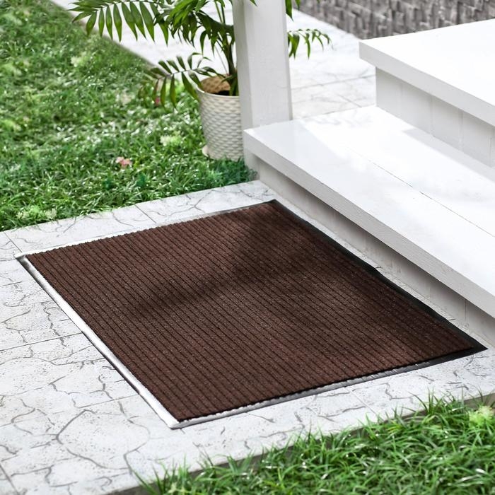 Коврик придверный влаговпитывающий, ребристый, «Стандарт», 60×90 см, цвет коричневый Коврик придверный влаговпитывающий, ребристый, «Стандарт», 60×90 см, цвет коричневый