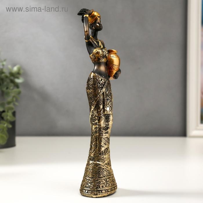 Сувенир полистоун  Сувенир полистоун "Африканка с кувшином, в наряде с зеркальной мозаикой" МИКС 26х7х5 см