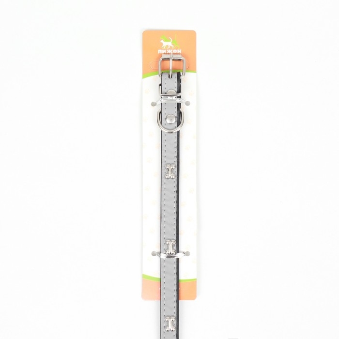 Ошейник с косточками светоотражающий, 37 х 1,3 см, ОШ 26-33, чёрный Ошейник с косточками светоотражающий, 37 х 1,3 см, ОШ 26-33, чёрный