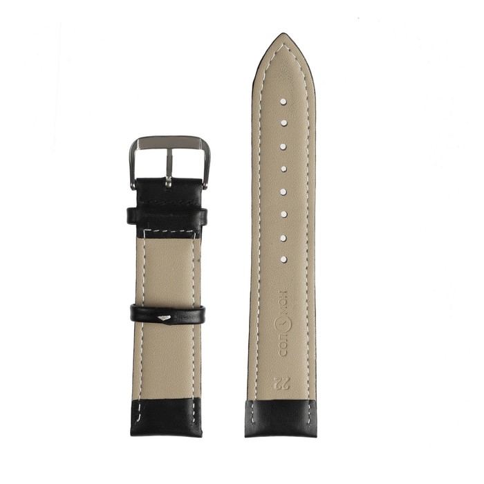 Ремешок для часов "Соломон" 22 мм, натуральная кожа, l-20 см, черный