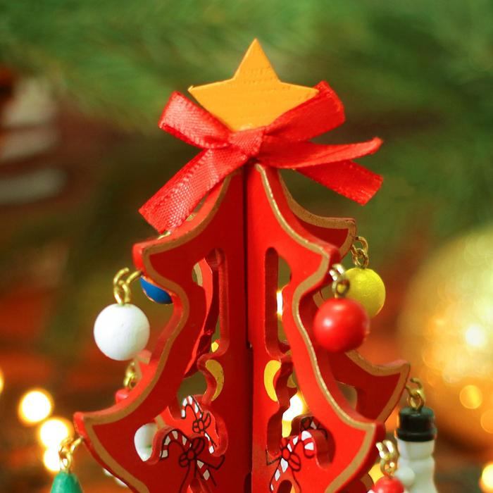 Сувенир новогодний  Сувенир новогодний "Елка на подставке", с золотым контуром, 17 см, МИКС