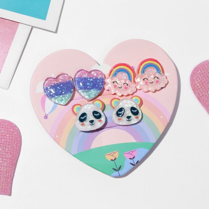 Набор клипс детских (3 пары) «Выбражулька» радужное настроение, цветной Набор клипс детских (3 пары) «Выбражулька» радужное настроение, цветной