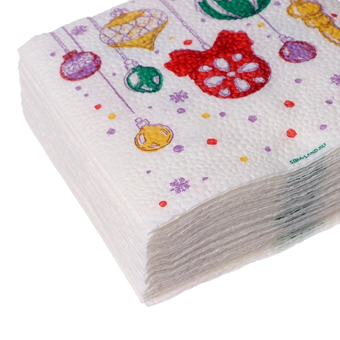 Салфетки новогодние бумажные &laquo;С Новым годом: шары&raquo;, однослойные, 24х24 см, 20 шт.