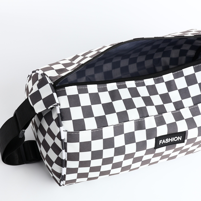 Сумка спортивная на молнии, регулируемый ремень, маленький размер, цвет белый/серый