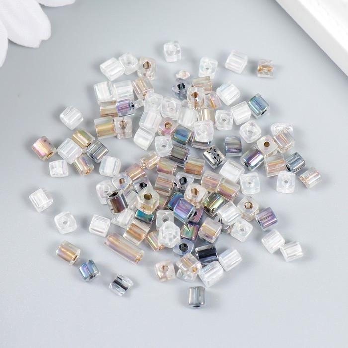 Бисер стекло 6/0  Бисер стекло 6/0 "Кубик. Полупрозрачный. Побережье" 10 гр