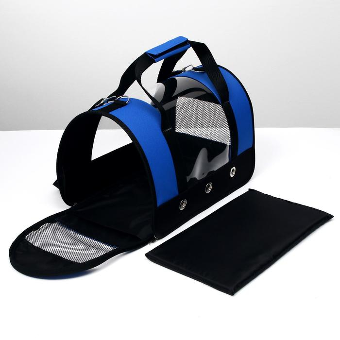 Сумка - переноска для животных  Сумка - переноска для животных "Панорамная", с окном, 40 х 25 х 27 см, синяя