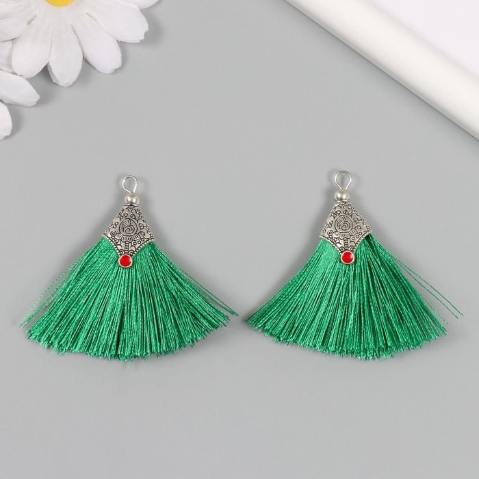 Декор для творчества текстиль Декор для творчества текстиль "Кисть Восток" зелёный набор 2 шт 1,6х4,5 см