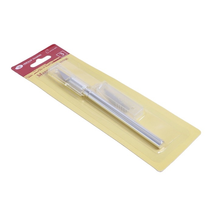 Макетный нож-скальпель, ЗХК Макетный нож-скальпель, ЗХК "Сонет", 3 лезвия, металлический, в блистере