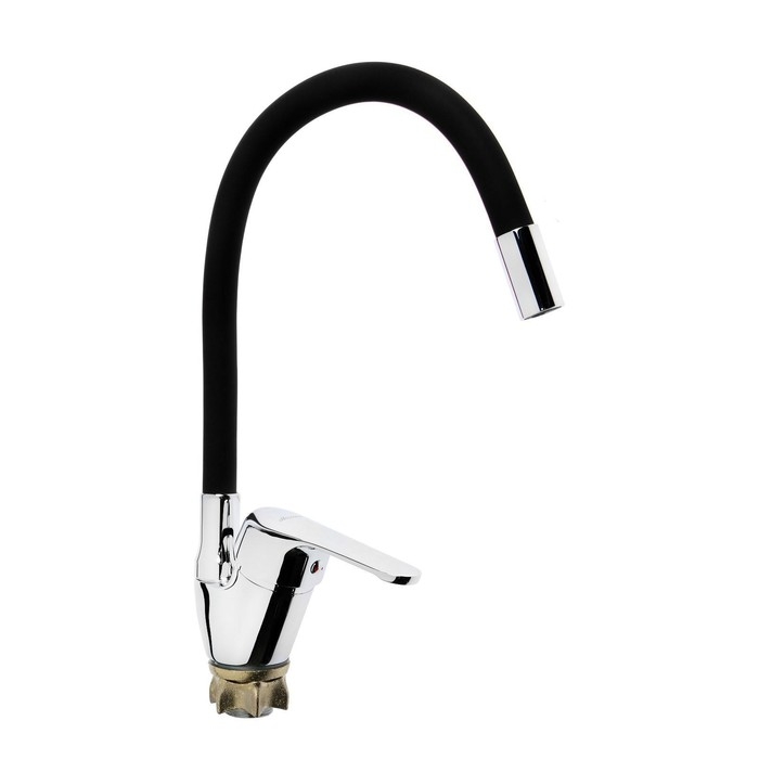 Смеситель для кухни Accoona A4844F, однорычажный, силиконовый излив, силумин, черный/хром Смеситель для кухни Accoona A4844F, однорычажный, силиконовый излив, силумин, черный/хром