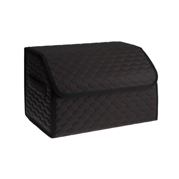 Органайзер кофр в багажник автомобиля LION, экокожа, соты, 50×30×30 см, черно-красный Органайзер кофр в багажник автомобиля LION, экокожа, соты, 50×30×30 см, черно-красный