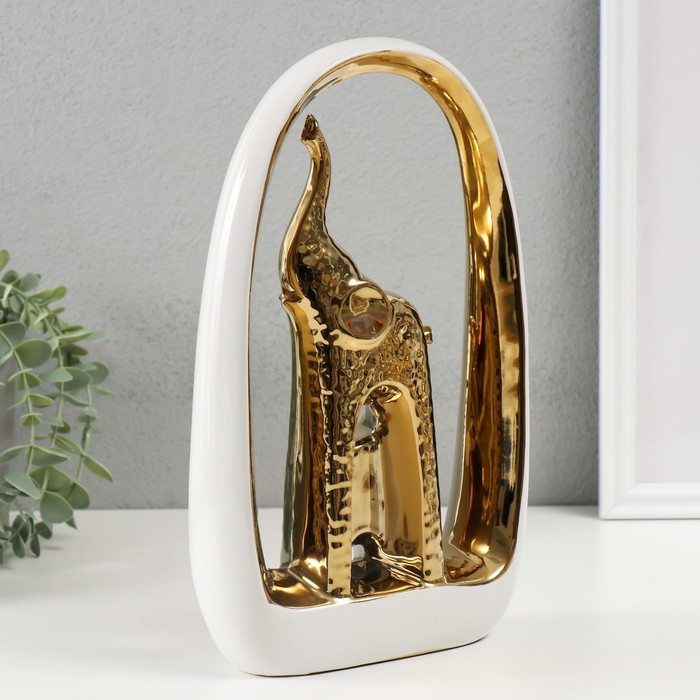 Сувенир керамика Сувенир керамика "Слон и слонёнок" белый с золотом 6х17х29 см