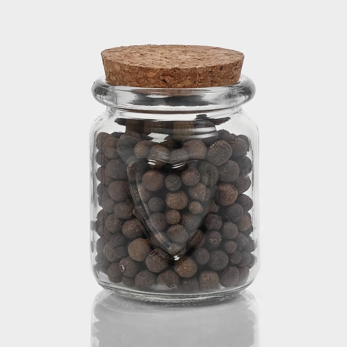 Банка стеклянная для хранения сыпучих продуктов Доляна &laquo;Парфе&raquo;, 150 мл, 6&times;7,5 см, с пробковой крышкой