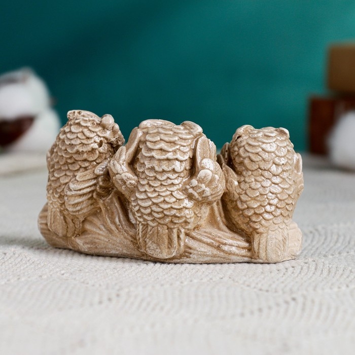 Фигура Фигура "Три совы на жердочке" коричневая, 10х6х5см
