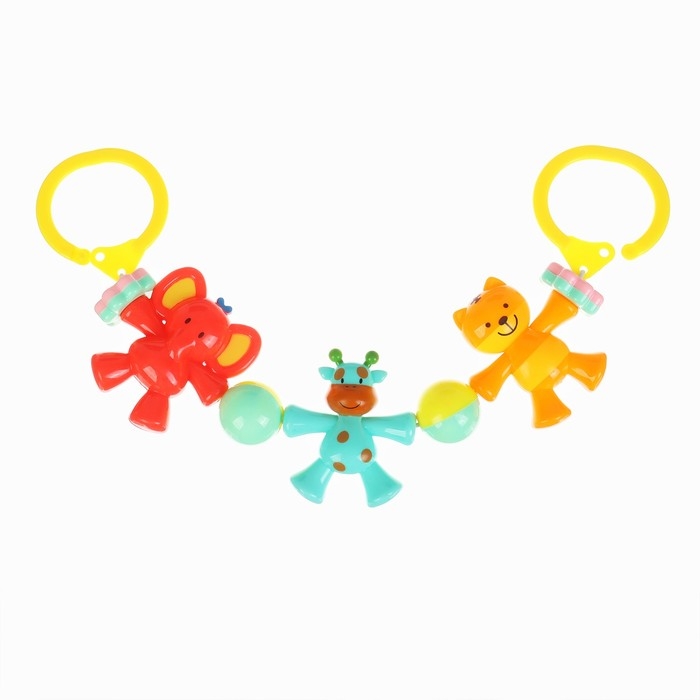 Растяжка на коляску/кроватку «Слоник», 3 игрушки с погремушками, цвет МИКС, Крошка Я Растяжка на коляску/кроватку «Слоник», 3 игрушки с погремушками, цвет МИКС, Крошка Я